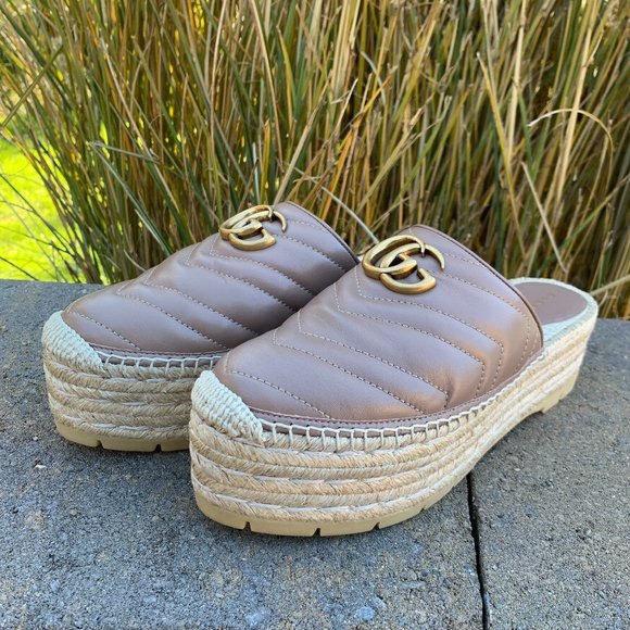 Gucci GG Pilar 50 Raffia And Leather Espadrilles - Picture 1 of 10